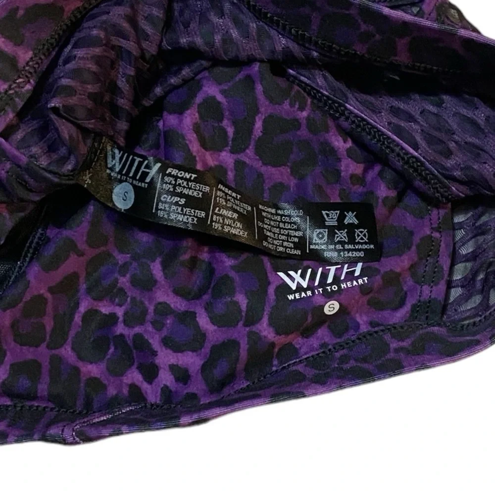 PELOTON Purple Leopard High Neck Sports Bra Small like new
